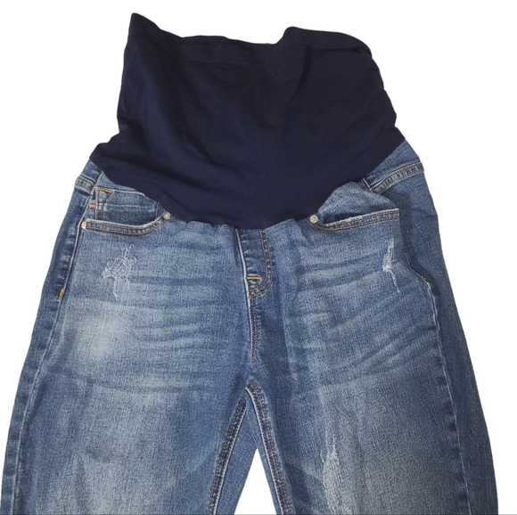 VIGOSS MATERNITY JEANS WOMEN 31 BLUE DENIM DISTRESSED BELLY SUPPORT WAIST - Picture 2 of 10